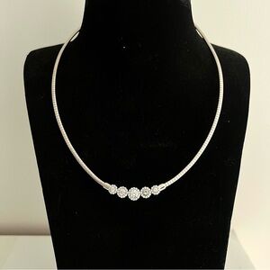 NEW Diamonique Elegant Silver Necklace with Italian Snake Chain